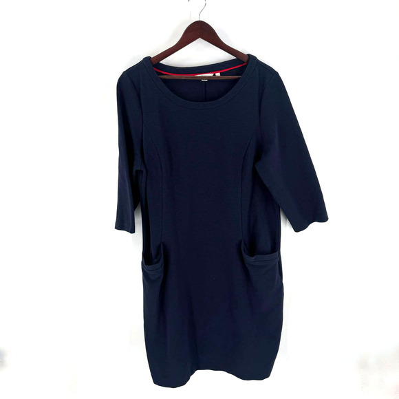 Boden Jasmine Ottoman Navy Blue 3/4 Sleeve Shift Dress with Pockets Size 18L - Picture 1 of 8